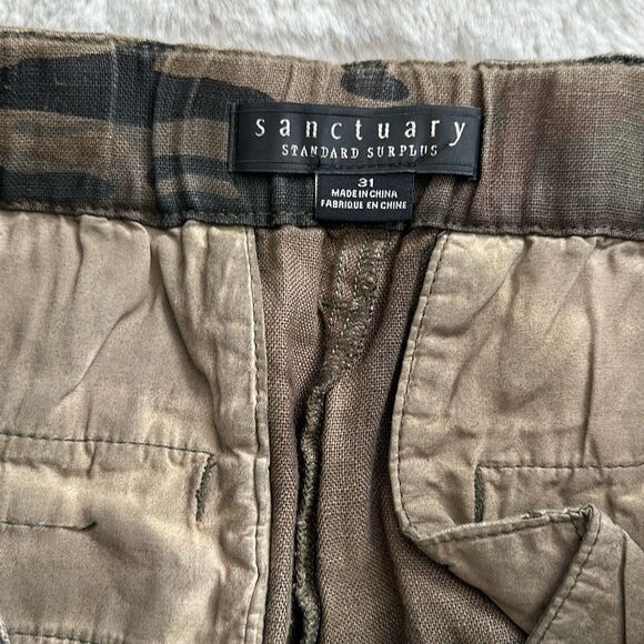 Sanctuary Everyday Linen Pants Camo Size 31 - Picture 8 of 11